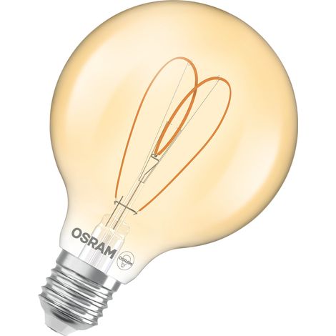 OSRAM Vintage 1906 Globe è una dimmerabile di colore bianco caldo dalla classica forma sferica con filamento. Offre 4,9 W per 470 lm, attacco E27, vetro color oro, diametro 95 mm, 2200 K, EEK F. (1/4)