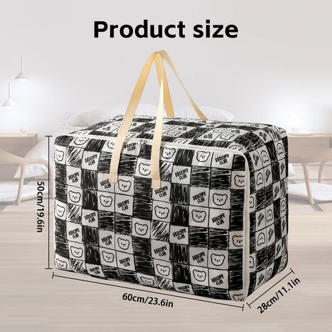 Set di 2 borse portaoggetti, borse portaoggetti impermeabili, borse da trasloco impermeabili con cerniera, grande borsa da trasloco per piumoni, biancheria da letto, vestiti (nero) (1/4)