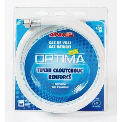 Dipra – Flexible renforcé en caoutchouc pour gaz naturel 2M – Écrou anti-torsion – Certifié NF – Raccords à visser 15/21