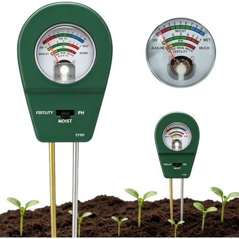 Testeur de sol 3 en 1 pH, humidité et lumière pour plantes, jardin, pelouse et agriculture (1/5)