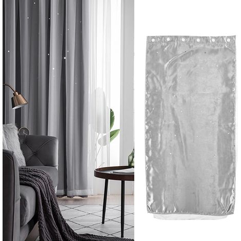 Rideaux transparents à double épaisseur et motif étoiles ajourées, parfaits pour les chambres et les salons romantiques de style princesse, rideaux tendance prêts à poser gris avec motifs étoiles ajou (1/5)