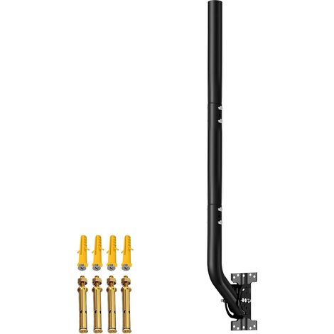 Mât d'antenne Universel pour antennes de télévision/Satellite/Radio/Wi-FI - Support d'installation sur Poteau et Mural réglable (Support de 82 cm - Noir) (1/5)