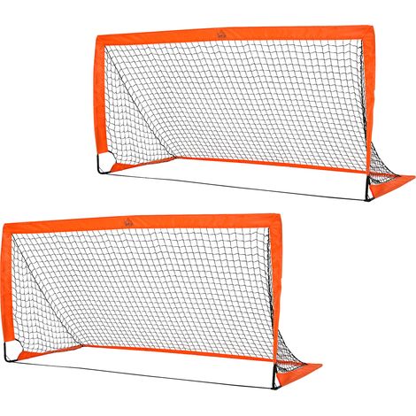 Leichtes Fußballtor-Set, einfacher Aufbau, Tragetasche, Stahlrohre, 183 x 90 x 90 cm, orange