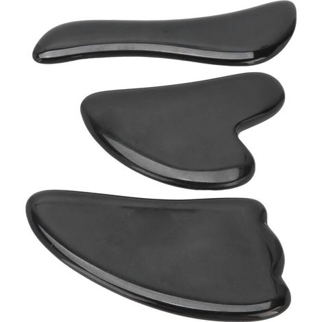 Grattoir de Gua Sha en Obsidienne pour Soins du Visage et Détente Corporelle - Kit de Massage Thérapeutique (1/5)