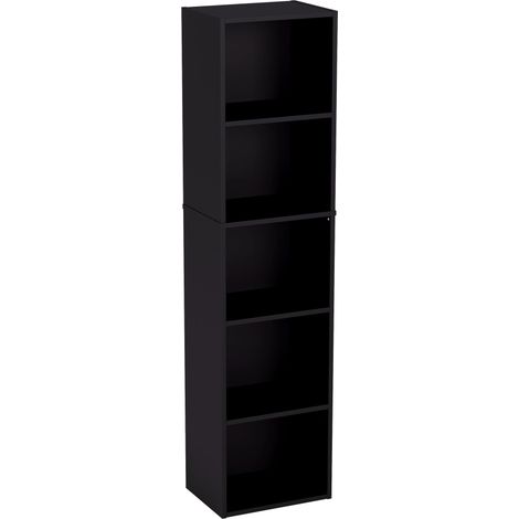Oxford 5 Tier Cube Bookcase Shelving Storage Unit, Black