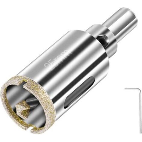 Scie Cloche Diamant 25 mm, Foret Diamant avec Foret Guidage Central, Scie Cloche Carrelage avec Revêtement de Surface en Diamant pour Coupe de Verre, Carrelage, Céramique, Marbre, Calcaire (1/4)