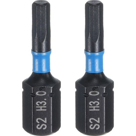 2pcs H3.0 Embout de Tournevis Hexagonal 1/4" Tige Hexagonale 25mm/1" Longueur Magnétique Embouts Acier S2 Forets de Tournevis et de Perceuse Électrique (1/5)
