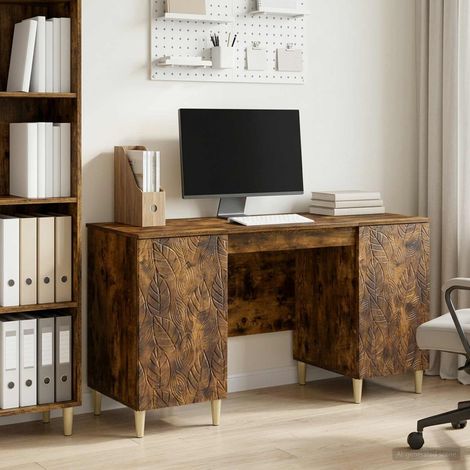 vidaXL Scrivania Rovere Fumo Legno ingegnerizzato 142,5 x 50 x 75 cm (1/5)