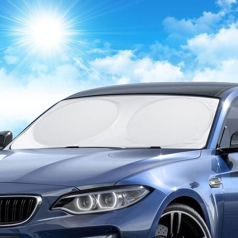 Aiperq Pare-Brise-Soleil, Pare-Soleil de Voiture, Pare Soleil Voiture Couverture Pare Soleil Avant Anti UV Isolation la Chaleur et Soleil, Pliable Pare Soleil pour Voiture, Argenté (160 x 86 cm)