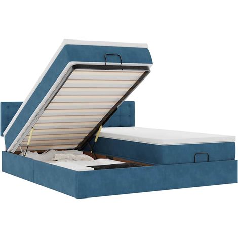 Pouf Letto con Materassi e LED Blu Scuro 200x200cm Velluto vidaXL (1/5)