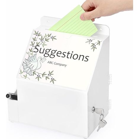 Acrylic Wall Mounted Donation Box with Lock 21x13x24cm White (1/4)