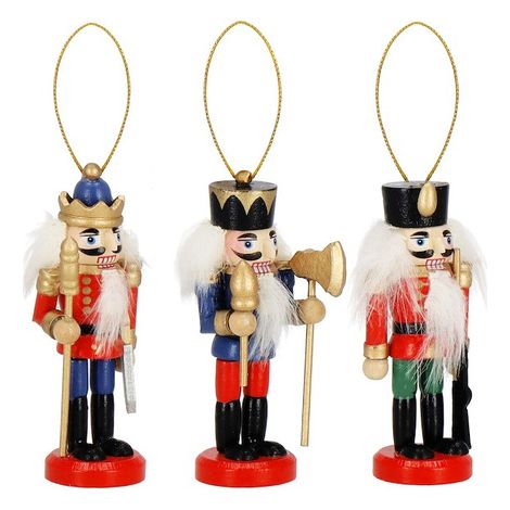 SPRINGOS Weihnachten Weihnachtsbaumanhänger Nussknacker Ornament Holzfigur 3 Stück 8 cm Christbaumschmuck