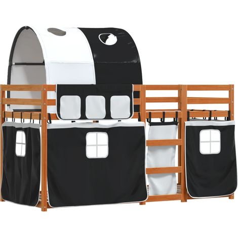 Bunk Bed without Mattress White&Black 75x190 cm Small Single Solid Wood Pine vidaXL (1/5)