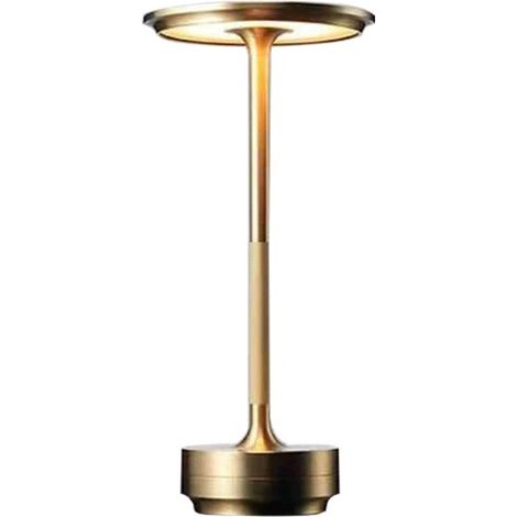 Lampada da tavolo a LED con funzione di ricarica e dimmer touch, USB, portatile, adatta per caffè, bar, arredamento vintage, luce notturna ambientale, oro (1/4)