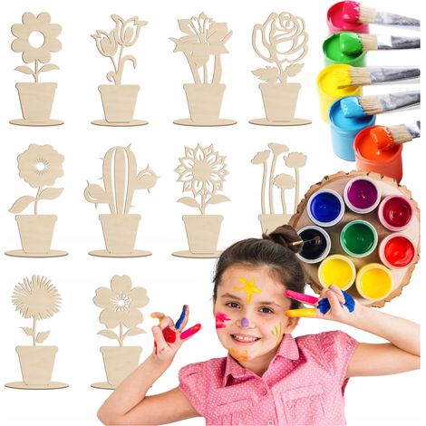 Figuras de flores de madera para el Día de la Abuela para pintar y decorar (10 unidades) (1/5)