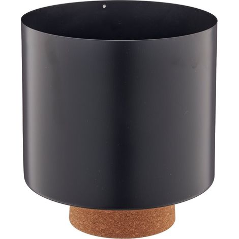 Gasper – Cache-pot CREATIV home à pied en liège – Noir mat, métal et liège, Ø 17,5 x H 19,5 cm