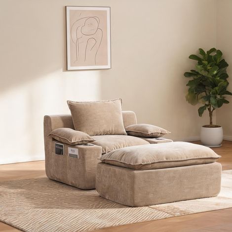 Fauteuil relaxant en tissu chénille avec repose-jambes (1/5)