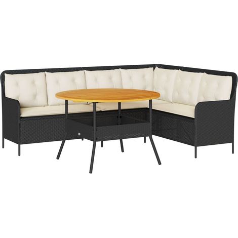 Maison Exclusive - 2-tlg. Garten-Sofagarnitur mit Auflagen Schwar (1/5)
