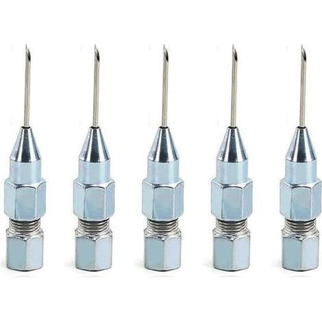 5 pièces pointe d'aiguille de pistolet à graisse de la bouche, aiguille d'injecteur de graisse pour la lubrification dans des roulements scellés très serrés et des joints universels (1/5)