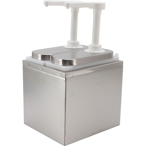 Distributeur de Sauce 1L en Plastique et Acier Inoxydable, Pompe Double pour Condiments - Élégant et Pratique pour Cuisine (1/5)
