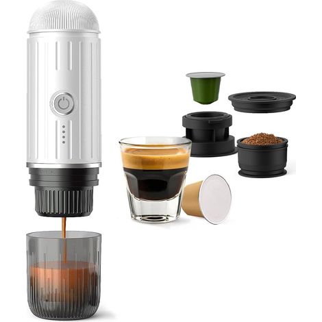 Tragbare Reise-Espressomaschine, USB-C-Ladegerät, selbstheizende elektrische Espressomaschine, 19-bar-Mini-Kaffeemaschine für Camping-Wandern, für gemahlenen Kaffee