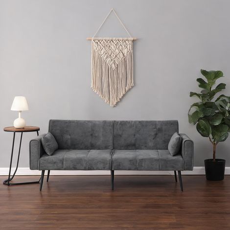 Canapé convertible futon gris avec dossier réglable et structure (1/5)