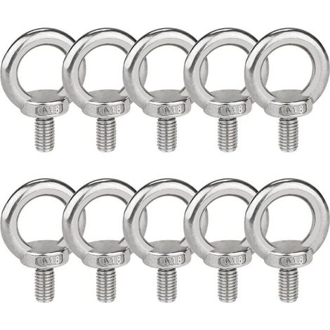 Pernos de ojo M8, anillo de elevación, tornillos de rosca macho en acero inoxidable 304, 10 unidades. Anillos de elevación, tornillos de ojo redondos para pernos de ingeniería marina y equipos de elev