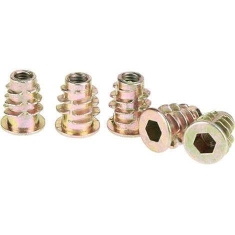 Insert Fileté Bois, M513 mm Insert Fileté Metal, Meubles Hex Socket Ecrou en Alliage De Zinc Pour Meubles en Bois (1/5)