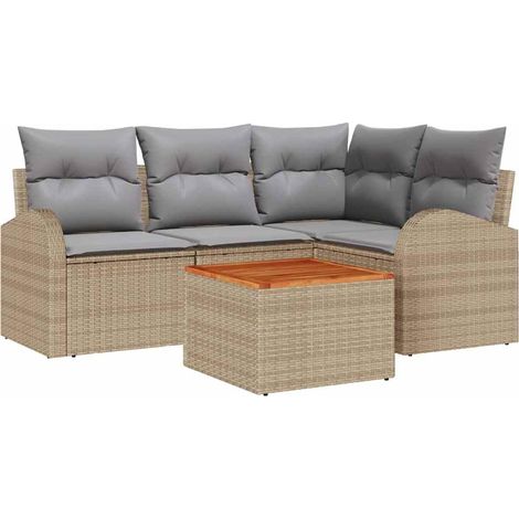 Conjunto de sofá de jardín 5 pcs beige y gris claro vidaXL (1/5)