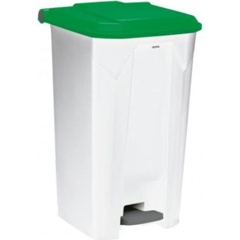 Poubelle à pédale Utilo - 100l - blanc / vert (1/3)