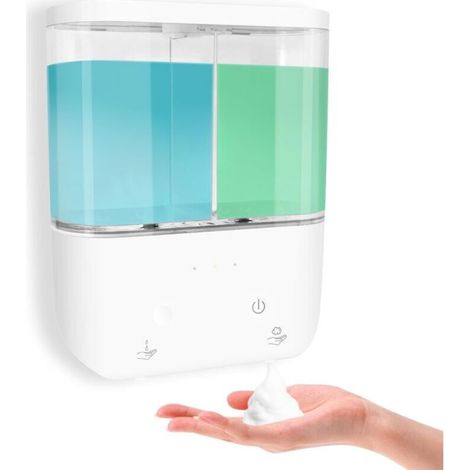 Automatic dish soap dispenser, wall-mounted touchless shampoo and conditioner dispenser, (1/5)