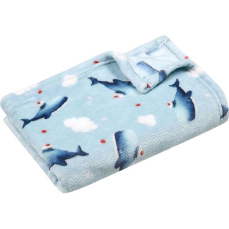 Manta infantil Moby de 70x100 cm con diseño de ballenas. (1/4)