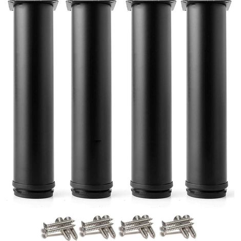 patas negras ajustables, 200 mm de altura, patas reforzadas para armarios, mesas y muebles, acero inoxidable, altura ajustable de 0 a 15 mm, incluye tornillos de acero inoxidable. (1/4)