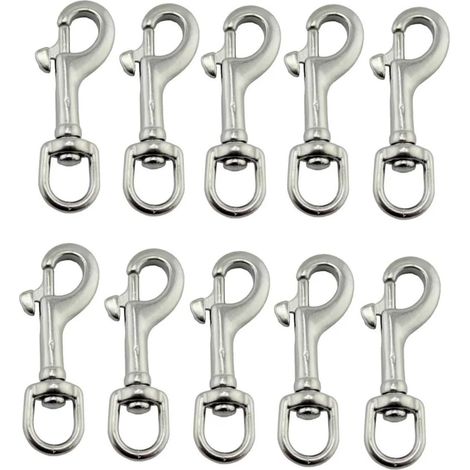 Mousqueton Ovale pivotant à Une extrémité en Acier Inoxydable de qualité Marine, 10 pièces, 65mm 72mm, for Laisse de Chien, plongée for Animaux de Compagnie(72mm-SS316) (1/5)