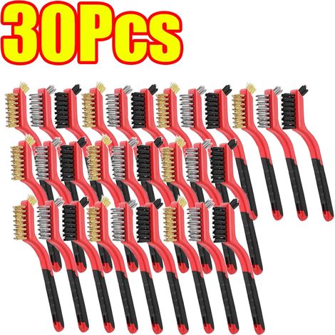 (B-30 pièces (10 ensembles)) Brosse de nettoyage en laiton, métal laiton/acier inoxydable/nylon, adaptée aux hottes à gaz, dégraisse et élimine les taches, outil de nettoyage des plaques de cuisson (1/4)