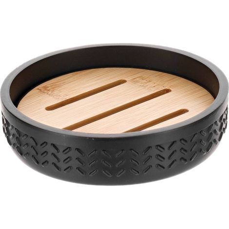 Portasapone in poliresina e bambù - nero - Tendance