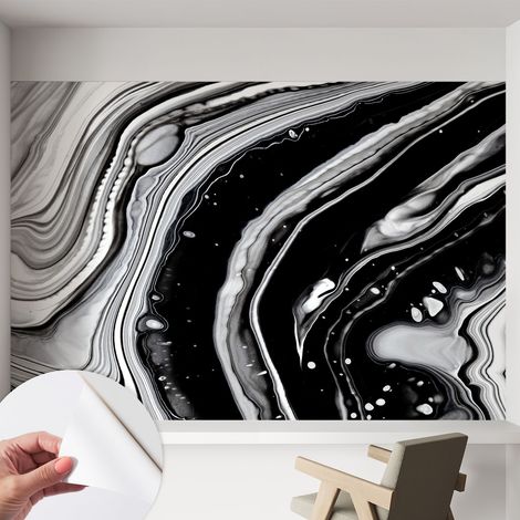 Papier peint autocollant avec imprimé pour décoration intérieure pour rénovation a motif Vagues monochromes 152x104 cm (1/5)