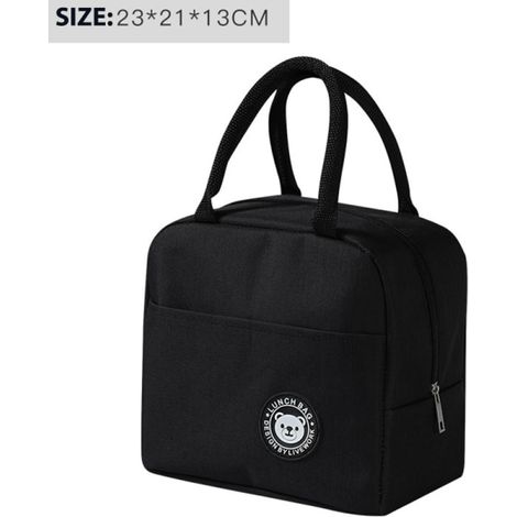 Sac isotherme pour déjeuner, boîte à bento, emballage isotherme, sac de pique-nique noir (1/5)