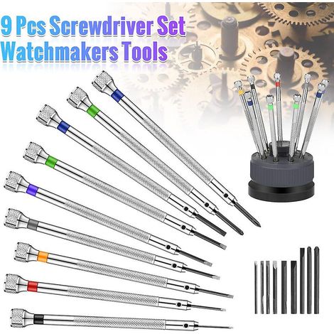 Jeu de 9 tournevis pour montres et horlogers, outils de rechange, tournevis plat fendu (1/5)