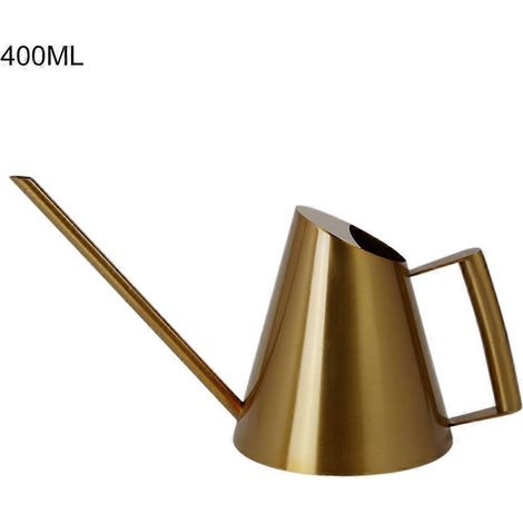 Gießkanne aus Edelstahl - 400 ml, goldfarben, langer Ausguss für Gartenpflanzen, präzises Bewässerungswerkzeug für Blumen und Pflanzen.