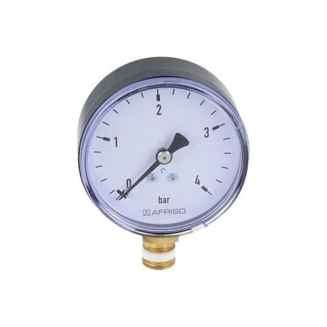 Manometro per riscaldamento RF 63 RAD, fi 63 mm, 0-4 bar, 1/4 pollice rad, classe 2,5 verticale (1/4)