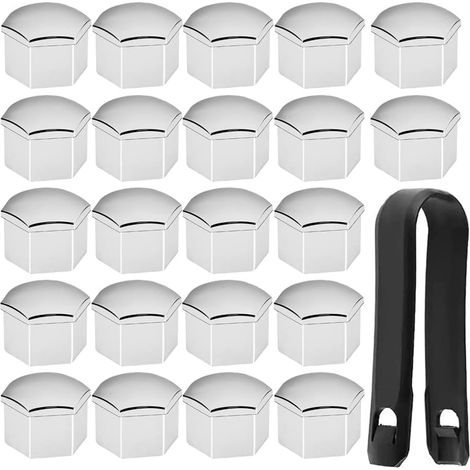 22pcs 17mm écrou de Roue écrou Boulon Décor Couvre, Moyeu vis Argent Couverture, Pneu Capuchon de Protection, Boulon Capuchons avec Outils de Retrait (1/4)
