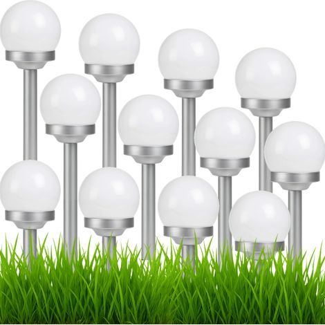 12 lampade solari SFERA da giardino da 34 cm con sensore LED, luminose e integrate.