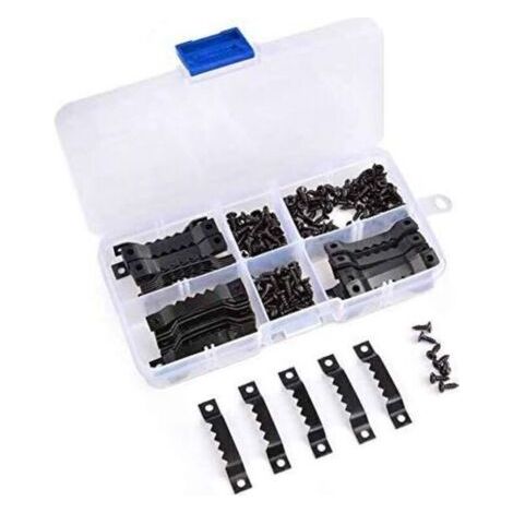 Lot de 100 crochets de fixation pour cadre en bois avec 200 vis - Crochets pour cadre photo - Noir Noir (1/4)