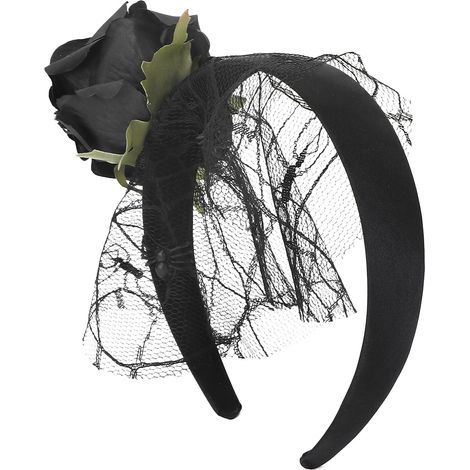 Serre-tête fleur rose en gaze pour fille, bandeau cheveux exquis, accessoire costume fête Halloween déguisement (1/5)