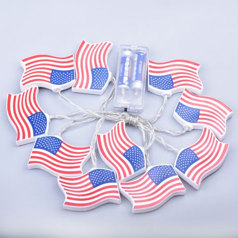 Drapeau américain chaîne lumineuse rouge bleu blanc pentagramme jour de l'indépendance chaîne lumineuse décorative (1.5M) (1/5)