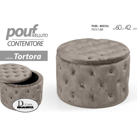 Pouf conteneur rétro gris tourterelle ouvrable cm 60 x 42 h