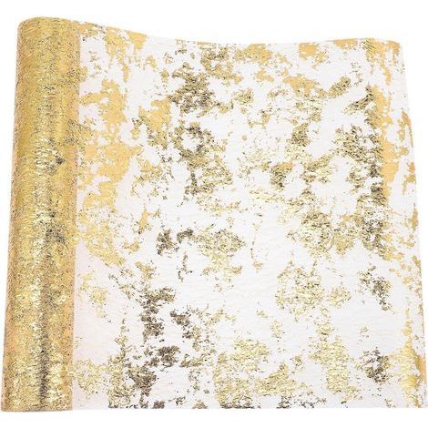 Tischläuferrolle aus goldenem Netzgewebe, Tischdekoration für Hochzeiten, Bankette, Geburtstage, Feste – 500 x 29 cm – Gold (1/4)