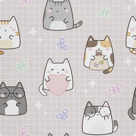 Telas decorativas para exteriores estilo oxford con motivos de gatos y mariposas. (1/5)