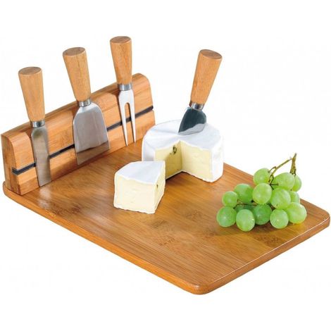 Plateau à fromages + 4 couteaux - Bambou - Support aimanté fromages - Livraison gratuite